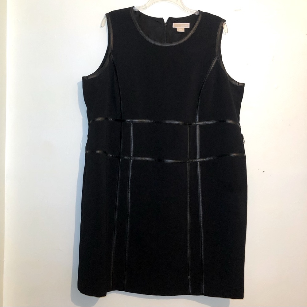 Michael Kors Sleeveless Dress w/ Leather Trim, Midi, size 24W